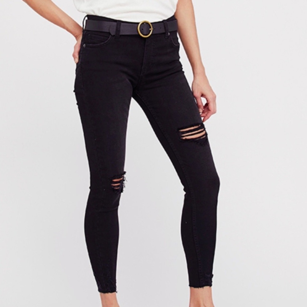 Free People “Shark Bite” Denim Black Jeans